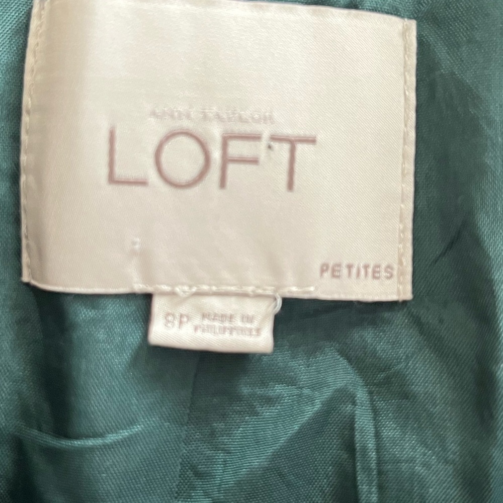 Loft Black Blazer Suit Jacket One Button Closure with Teal Lining Size 8 Petite - Picture 14 of 15